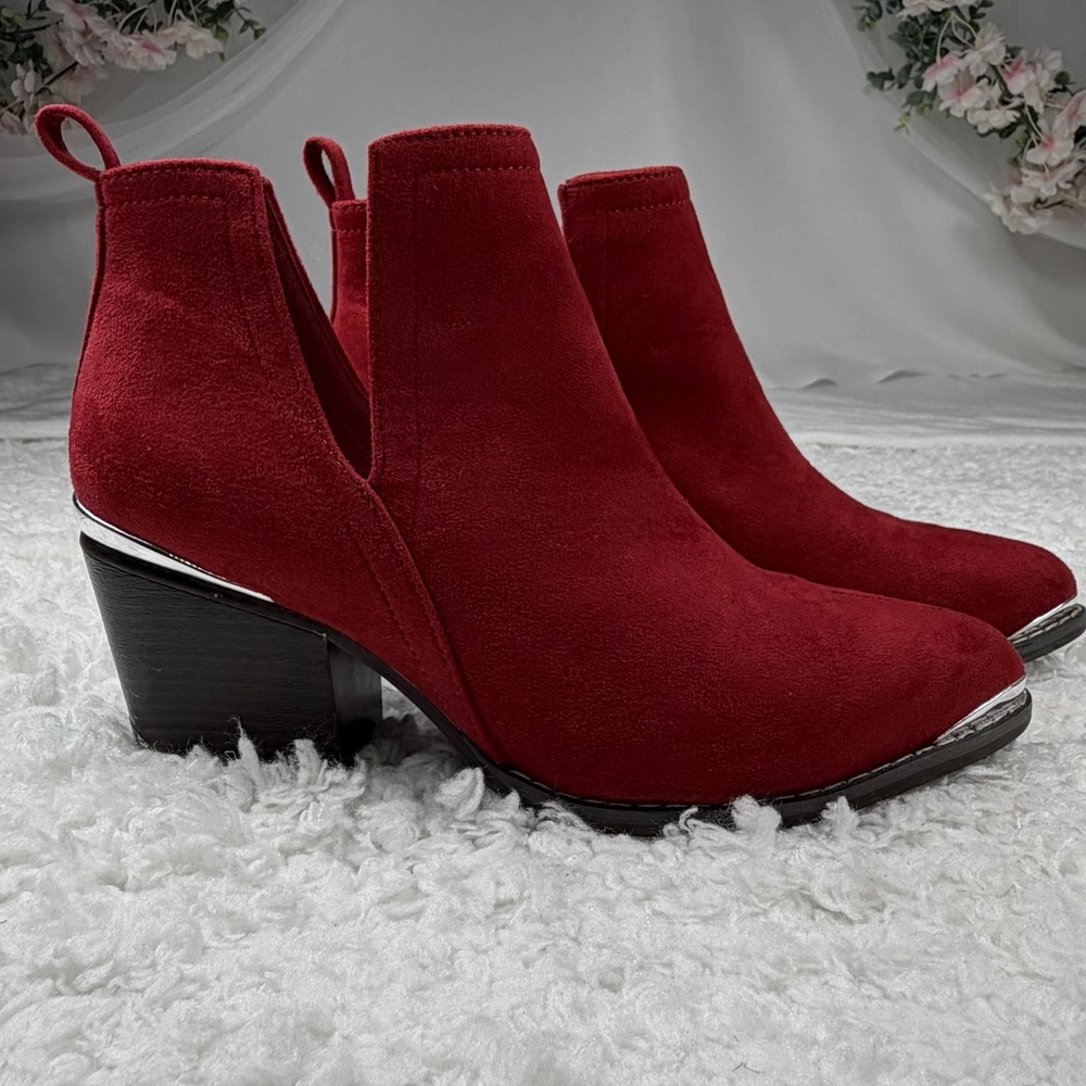 Journee Collection Red Issla Womens Ankle Boots Sz 7